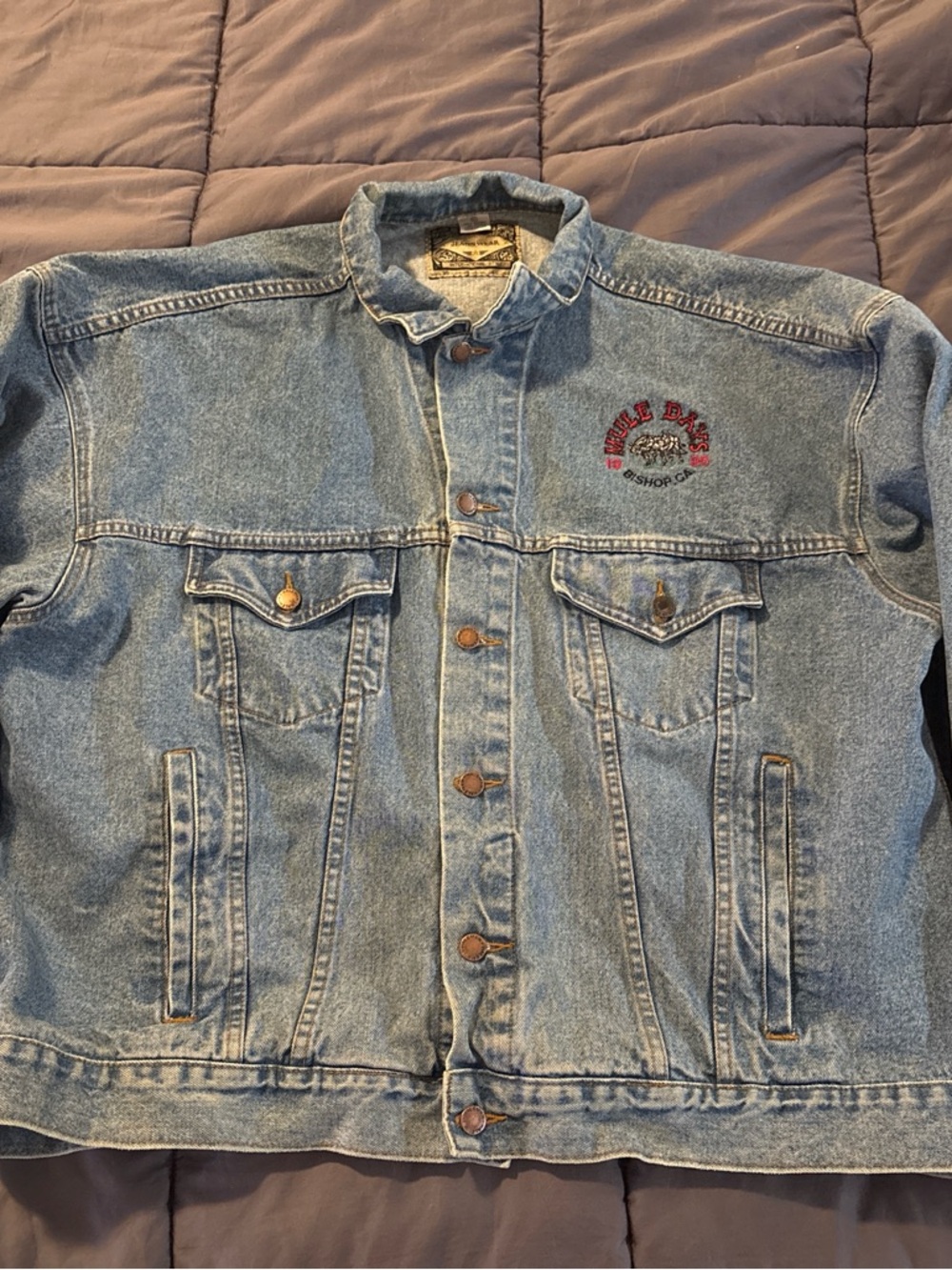 Light Blue Denim Workwear Jacket with Embroidered Chest - Unbranded